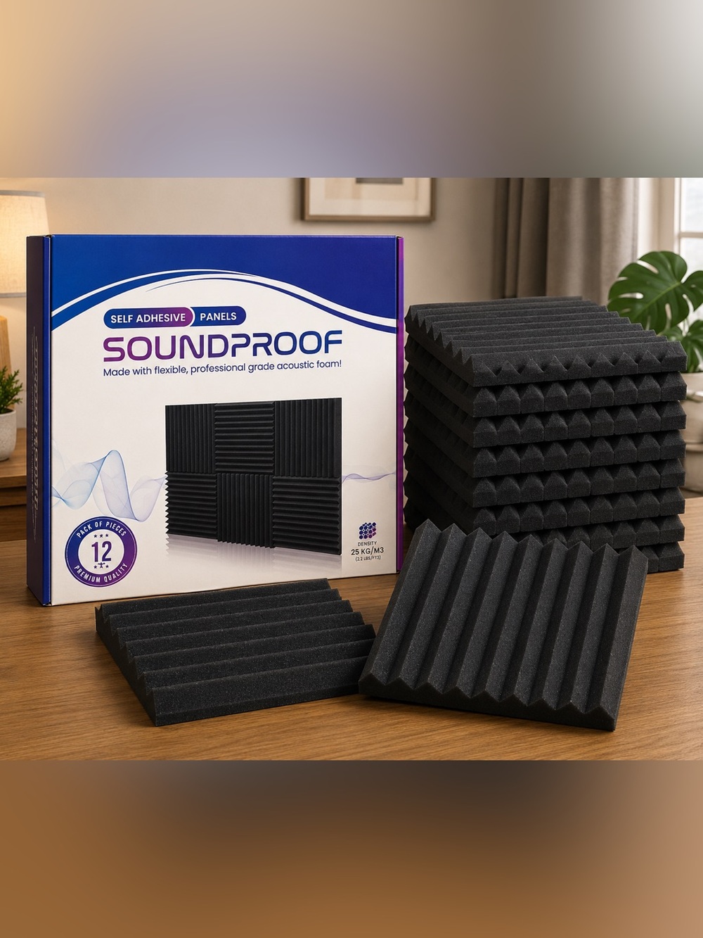 NEW Acoustic Foam Panels 12-Pack 12”x12”x2” Sound Absorbing Studio Foam